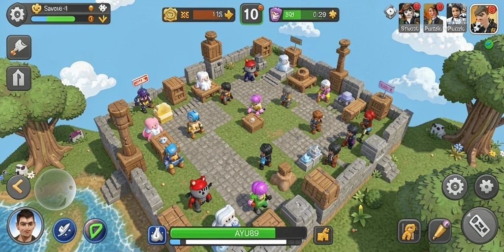 Tampilan menarik dari gameplay AYU89 dengan berbagai potongan puzzle.