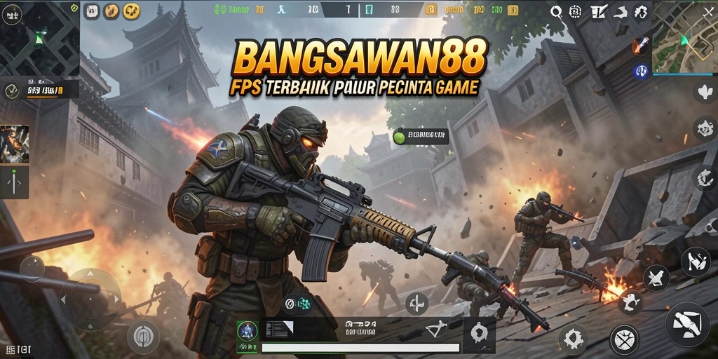 Tampilan gameplay mendebarkan di BANGSAWAN88 dengan aksi tembak-menembak intens.
