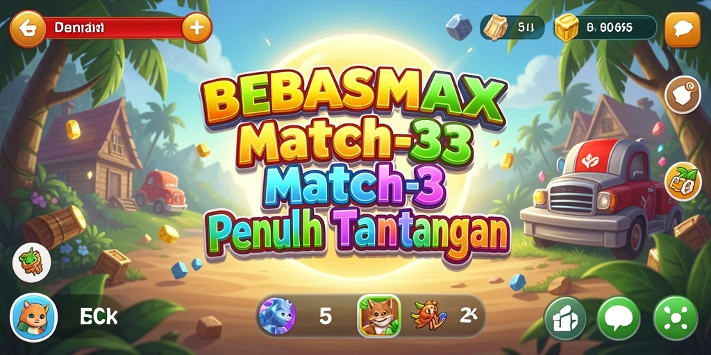 Tampilan menarik dari gameplay seru BEBASMAX di level Match-3.