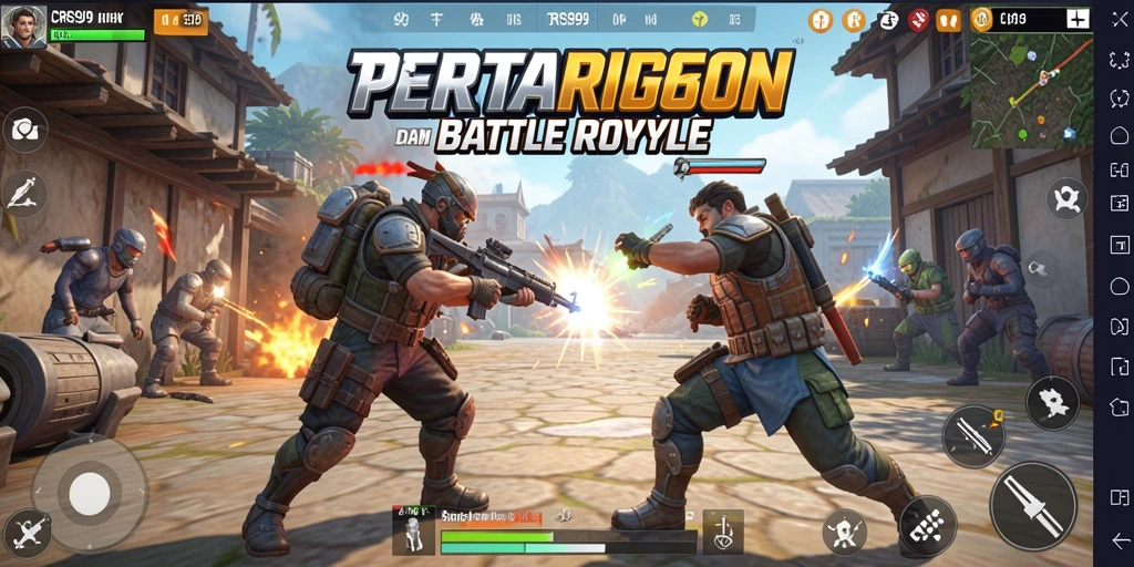 Screenshot gameplay CRS99 dengan aksi seru di medan pertempuran.
