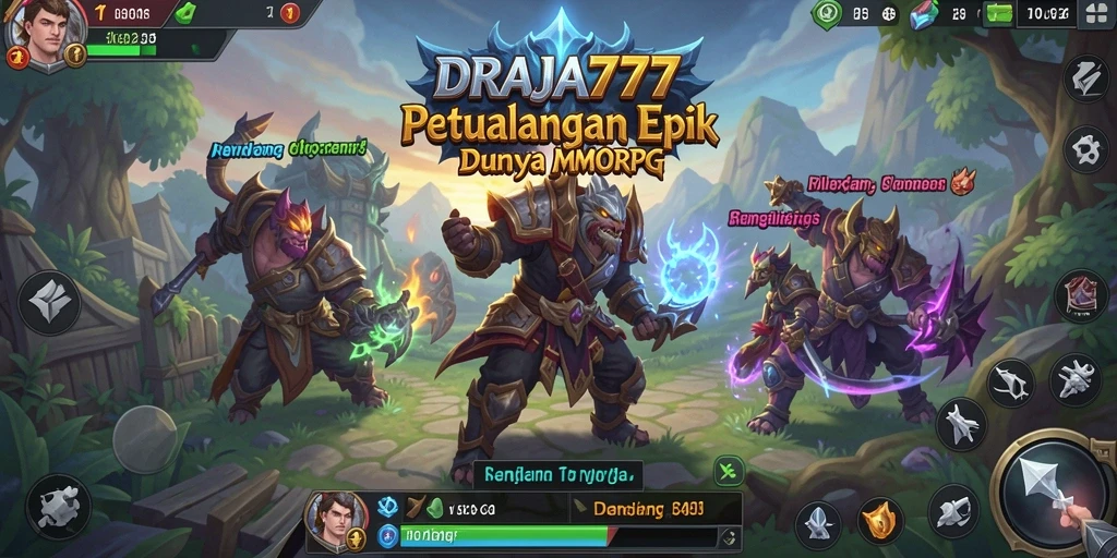 Screenshot gameplay DRAJA777 menampilkan aksi pertarungan seru di dunia MMORPG.
