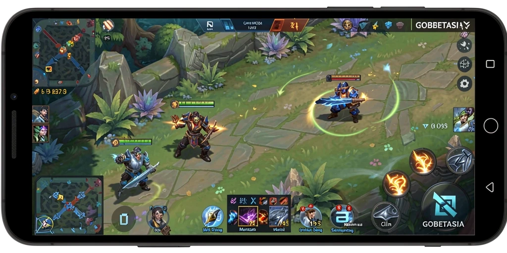 Tampilan gameplay seru di GOBETASIA saat bertempur di arena.