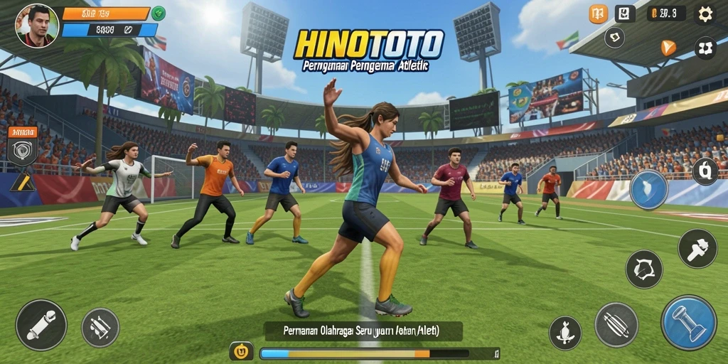 Screenshot HINOTOTO menampilkan aksi olahraga yang mendebarkan.