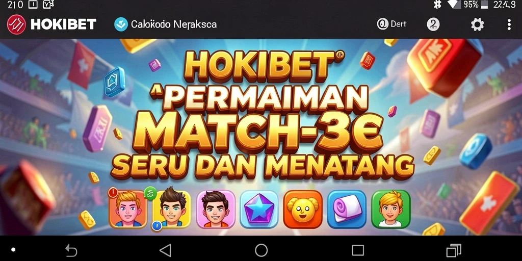 Tampilan gameplay seru di HOKIBET, penuh warna dan tantangan Match-3.