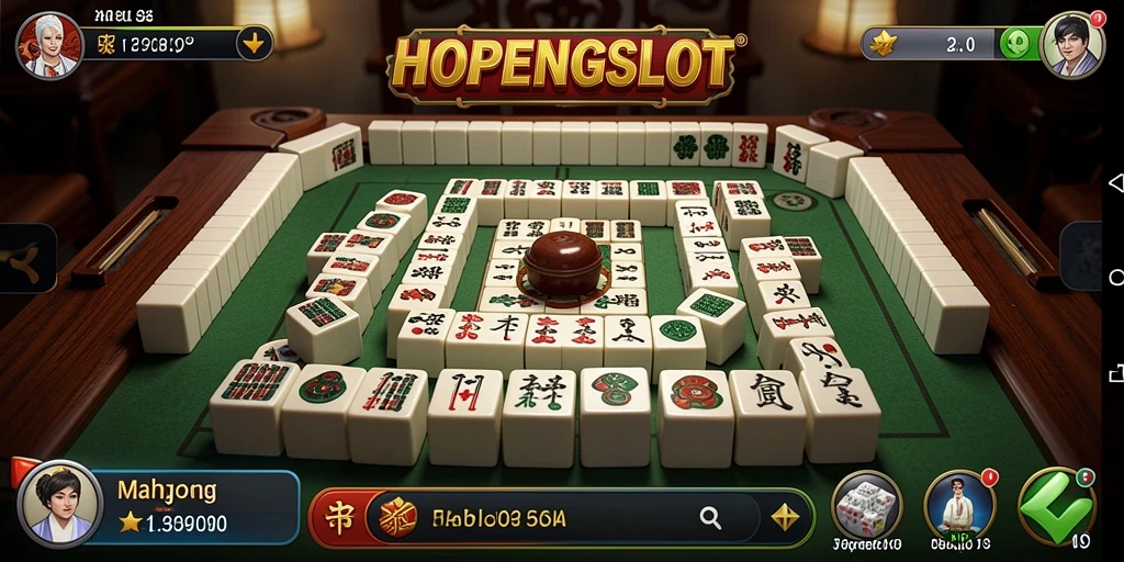 Tampilan gameplay HOPENGSLOT yang menampilkan aksi seru permainan Mahjong.