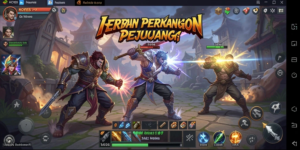 Screenshot gameplay HOYE55 yang menunjukkan pertarungan intens antara karakter.