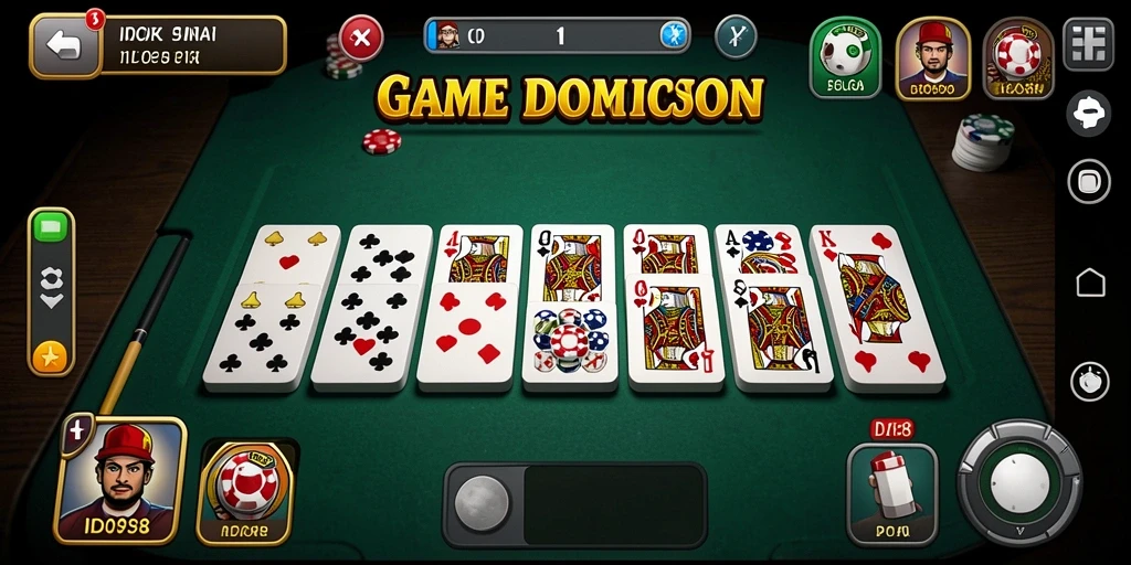 Screenshot gameplay ID098 yang menunjukkan serunya bermain Domino.