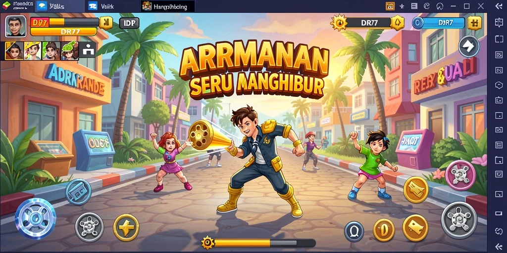 Tampilan gameplay menegangkan dari IDR77 yang penuh warna.