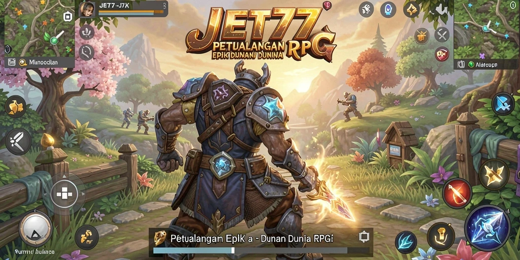Tampilan aksi seru dari gameplay RPG JET77.