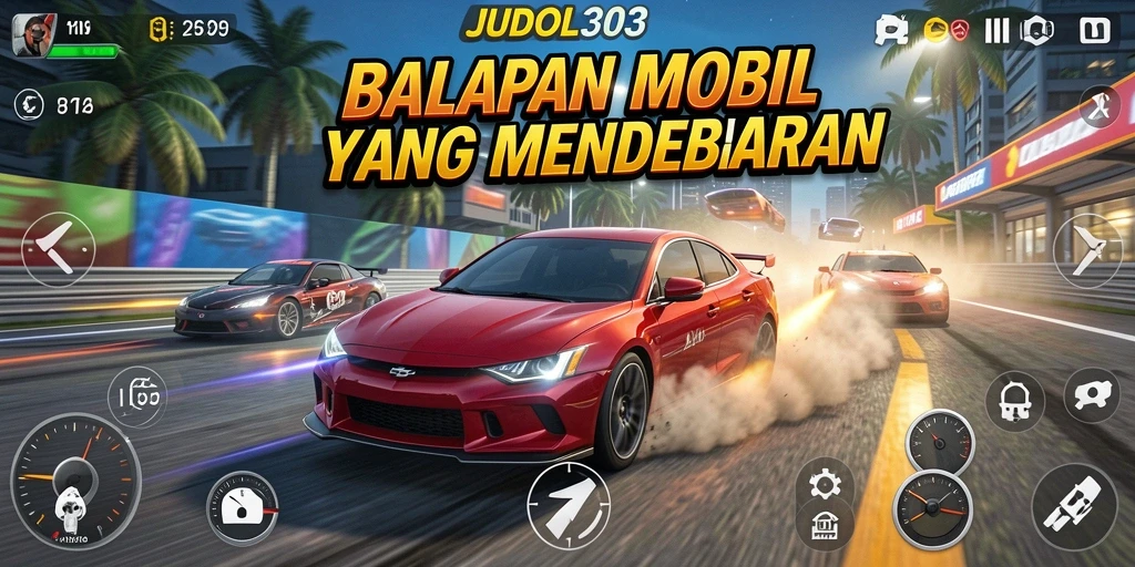 Tampilan gameplay menegangkan dalam balapan mobil JUDOL303.