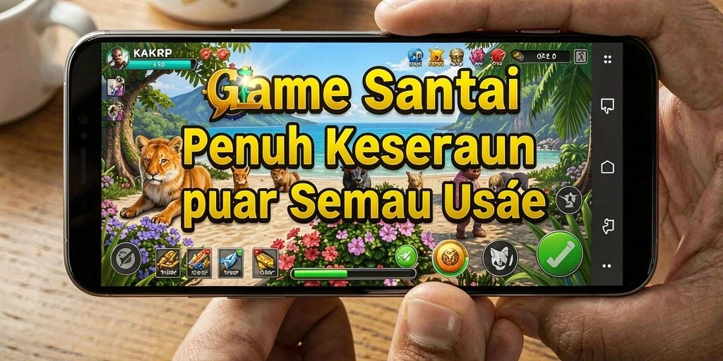 Screenshot KAKRP menampilkan gameplay santai yang penuh warna dan menyenangkan.
