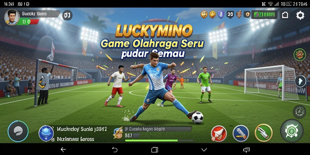 Tampilan menarik dari gameplay olahraga di LUCKYMINO.