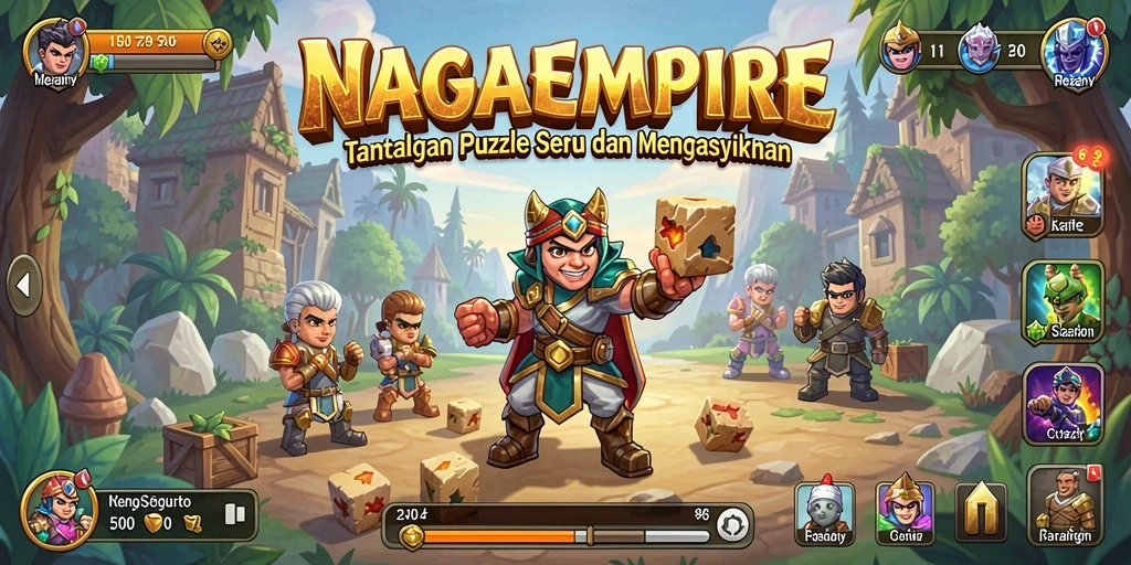 Screenshot gameplay NAGAEMPIRE menampilkan tantangan puzzle menarik.