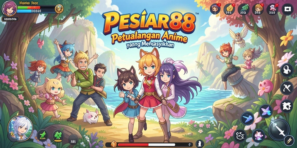 Screenshot gameplay PESIAR88 yang menarik dengan karakter anime.