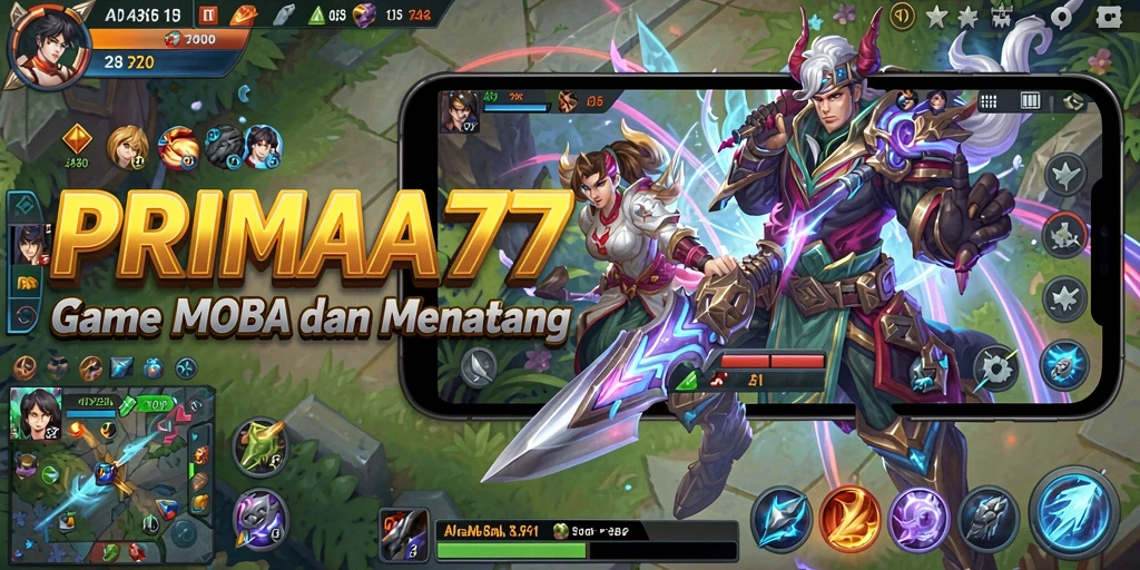 Gameplay seru PRIMA77 di arena MOBA.