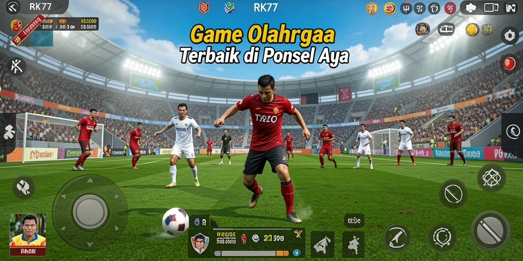 Screenshot RK77 menampilkan aksi seru di lapangan olahraga.