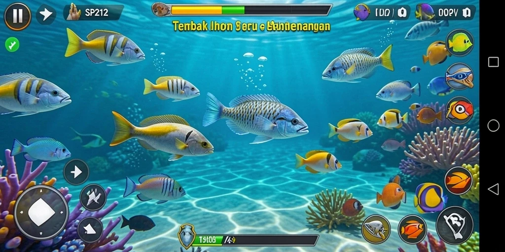 Tampilan gameplay SP212 yang menarik dengan aksi menembak ikan.