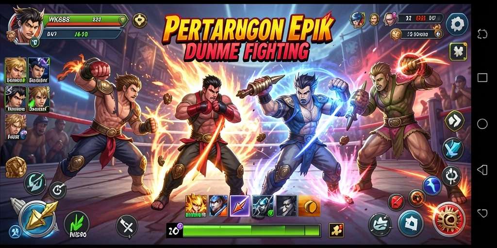 Tangkapan layar menunjukkan aksi pertarungan seru di WK888.